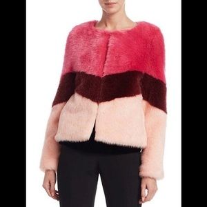 ❤️Scripted New Multi-Color Block Faux Fur Jacket Coat.